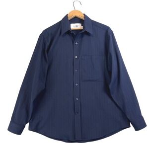 NN07 Arthur Navy Pinstripe Button Down Shirt Mens Medium Long Sleeve 1823 724